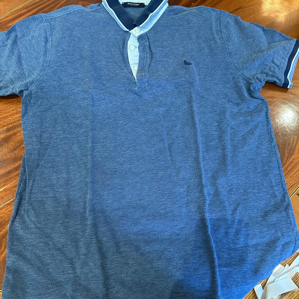 Gan Sasso Italian polo shirt butterfly blue